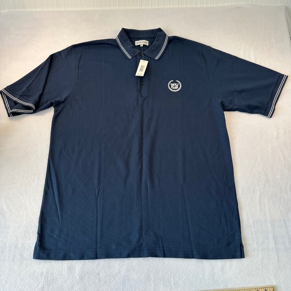 Sport Haley Cadillac Polo Shirt Mens XL Navy Blue Pima Cotton Golf Short Sleeve